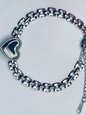 Sterling Silver Heart Link Bracelet - Women's Jewelry